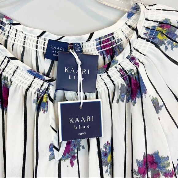 NWT Kaari Blue Plus Size Long Sleeve Peasant 1X - Picture 3 of 4